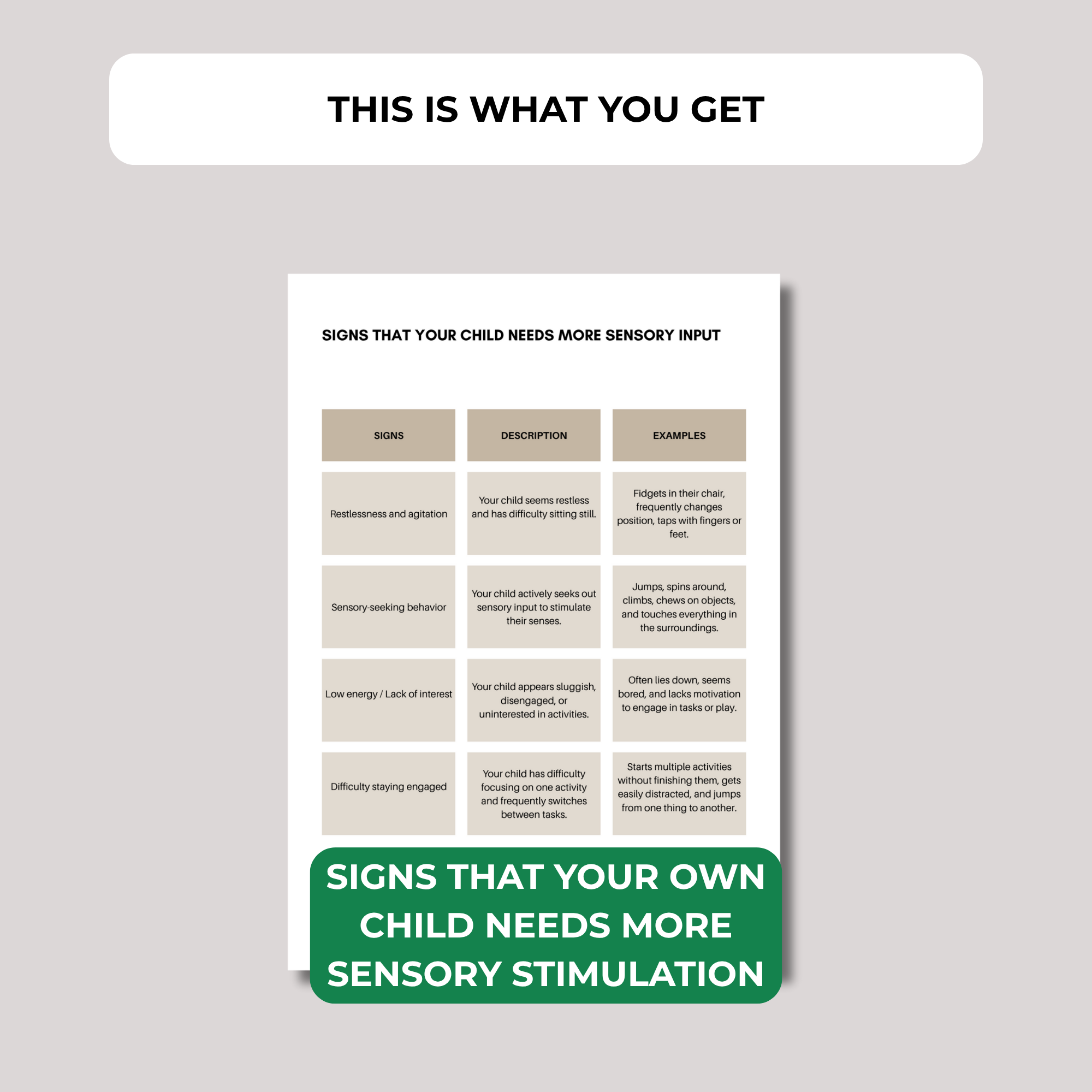 STRATEGIES FOR  SENSORY-SEEKING CHILDREN (download)